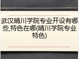 武汉晴川学院专业开设有哪些,特色在哪(晴川学院专业特色)