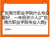 广东南方职业学院什么专业最好，一年招多少人(广东南方职业学院专业人数)