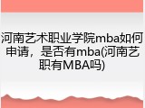 河南艺术职业学院mba如何申请，是否有mba(河南艺职有MBA吗)