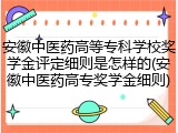安徽中医药高等专科学校奖学金评定细则是怎样的(安徽中医药高专奖学金细则)