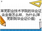 莱芜职业技术学院的毕业证含金量怎么样，为什么(莱芜职院毕业证价值)