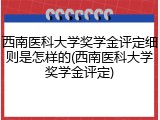 西南医科大学奖学金评定细则是怎样的(西南医科大学奖学金评定)