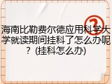 海南比勒费尔德应用科学大学就读期间挂科了怎么办呢？(挂科怎么办)