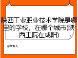 陕西工业职业技术学院是哪里的学校，在哪个城市(陕西工院在咸阳)