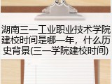 湖南三一工业职业技术学院建校时间是哪一年，什么历史背景(三一学院建校时间)
