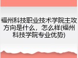 福州科技职业技术学院主攻方向是什么，怎么样(福州科技学院专业优势)