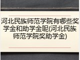 河北民族师范学院有哪些奖学金和助学金呢(河北民族师范学院奖助学金)
