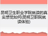 昆明卫生职业学院就读的真实感觉如何(昆明卫职院就读体验)
