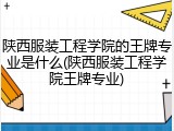 陕西服装工程学院的王牌专业是什么(陕西服装工程学院王牌专业)