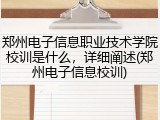 郑州电子信息职业技术学院校训是什么，详细阐述(郑州电子信息校训)