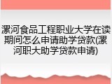 漯河食品工程职业大学在读期间怎么申请助学贷款(漯河职大助学贷款申请)