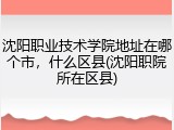 沈阳职业技术学院地址在哪个市，什么区县(沈阳职院所在区县)