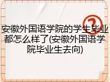 安徽外国语学院的学生毕业都怎么样了(安徽外国语学院毕业生去向)