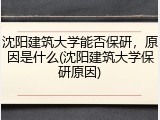 沈阳建筑大学能否保研，原因是什么(沈阳建筑大学保研原因)