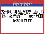 贵州城市职业学院毕业可以找什么样的工作(贵州城职院就业方向)