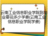 云南工业信息职业学院到毕业要花多少学费(云南工业信息职业学院学费)
