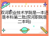 双河职业技术学院是一本还是本科第二批(双河职院是二本吗)