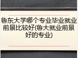 鲁东大学哪个专业毕业就业前景比较好(鲁大就业前景好的专业)