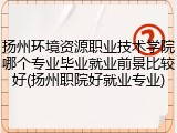 扬州环境资源职业技术学院哪个专业毕业就业前景比较好(扬州职院好就业专业)