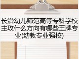 长治幼儿师范高等专科学校主攻什么方向有哪些王牌专业(幼教专业强校)