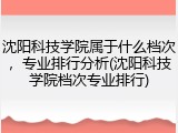 沈阳科技学院属于什么档次，专业排行分析(沈阳科技学院档次专业排行)