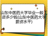 山东中医药大学毕业一般工资多少钱(山东中医药大学薪资水平)