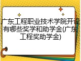 广东工程职业技术学院开设有哪些奖学和助学金(广东工程奖助学金)