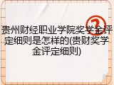 贵州财经职业学院奖学金评定细则是怎样的(贵财奖学金评定细则)