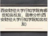 西安财经大学行知学院有哪些知名校友，简单分析(西安财经大学行知学院知名校友)
