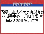 青海职业技术大学有没有就业指导中心，详细介绍(青海职大就业指导详情)