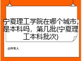 宁夏理工学院在哪个城市，是本科吗，第几批(宁夏理工本科批次)