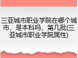 三亚城市职业学院在哪个城市，是本科吗，第几批(三亚城市职业学院属性)