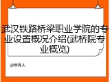 武汉铁路桥梁职业学院的专业设置概况介绍(武桥院专业概览)