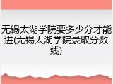 无锡太湖学院要多少分才能进(无锡太湖学院录取分数线)