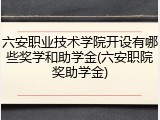 六安职业技术学院开设有哪些奖学和助学金(六安职院奖助学金)
