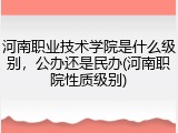 河南职业技术学院是什么级别，公办还是民办(河南职院性质级别)