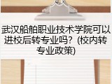 武汉船舶职业技术学院可以进校后转专业吗？(校内转专业政策)