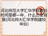 河北师范大学汇华学院建校时间是哪一年，什么历史背景(河北师大汇华学院建校年份)