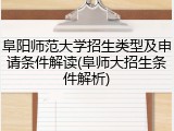 阜阳师范大学招生类型及申请条件解读(阜师大招生条件解析)