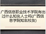 广西信息职业技术学院有出过什么知名人士吗(广西信息学院知名校友)
