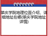 肇庆学院地理位置介绍，详细地址在哪(肇庆学院地址详情)