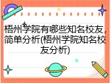 梧州学院有哪些知名校友，简单分析(梧州学院知名校友分析)