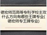 德宏师范高等专科学校主攻什么方向有哪些王牌专业(德宏师专王牌专业)