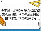 沈阳城市建设学院在读期间怎么申请助学贷款(沈阳城建学院助学贷款申办)