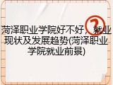 菏泽职业学院好不好，就业现状及发展趋势(菏泽职业学院就业前景)