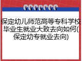 保定幼儿师范高等专科学校毕业生就业大致去向如何(保定幼专就业去向)