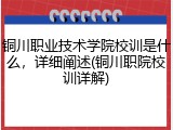 铜川职业技术学院校训是什么，详细阐述(铜川职院校训详解)
