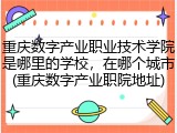 重庆数字产业职业技术学院是哪里的学校，在哪个城市(重庆数字产业职院地址)