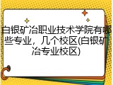 白银矿冶职业技术学院有哪些专业，几个校区(白银矿冶专业校区)