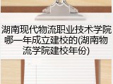 湖南现代物流职业技术学院哪一年成立建校的(湖南物流学院建校年份)